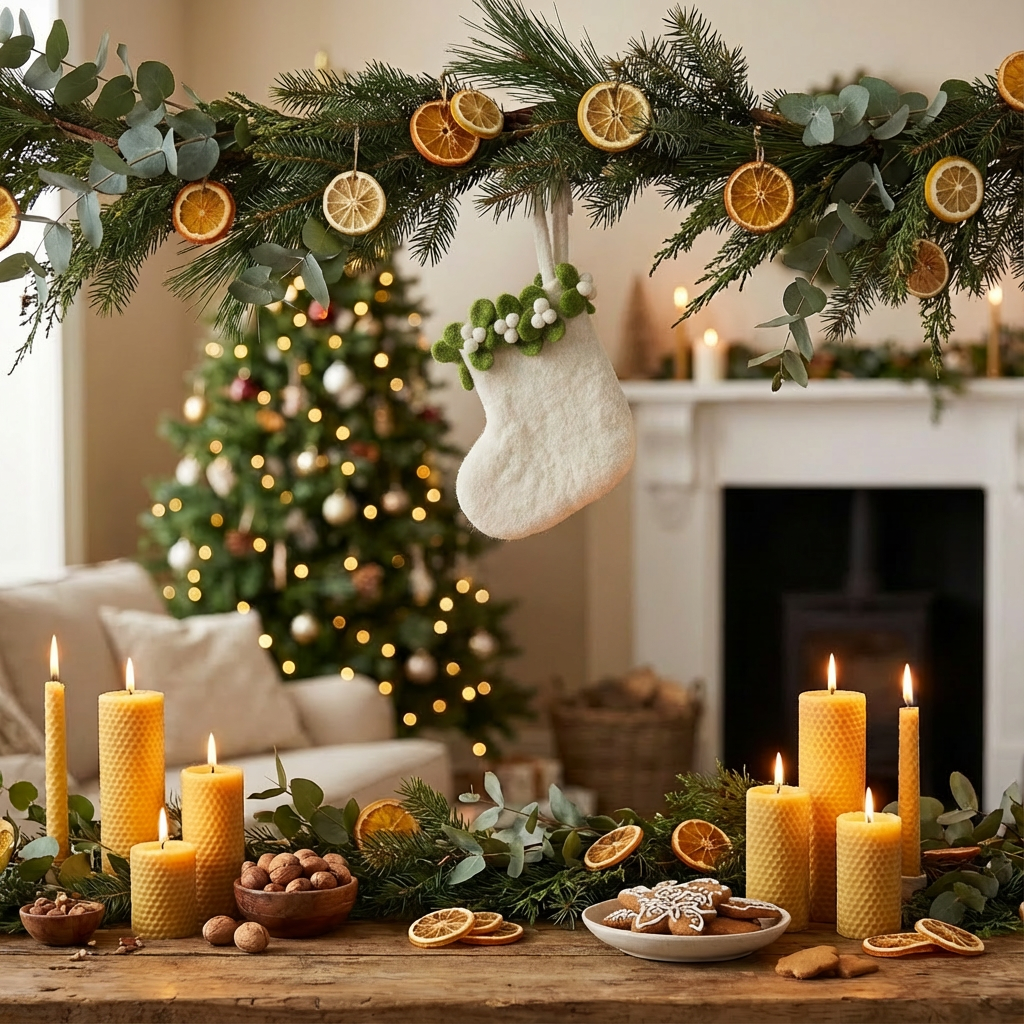 Sustainable festive ornament: felt mini stocking