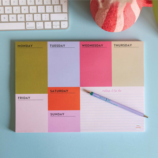 A4 Weekly Planner Pad Block My Life colourful desk organiser