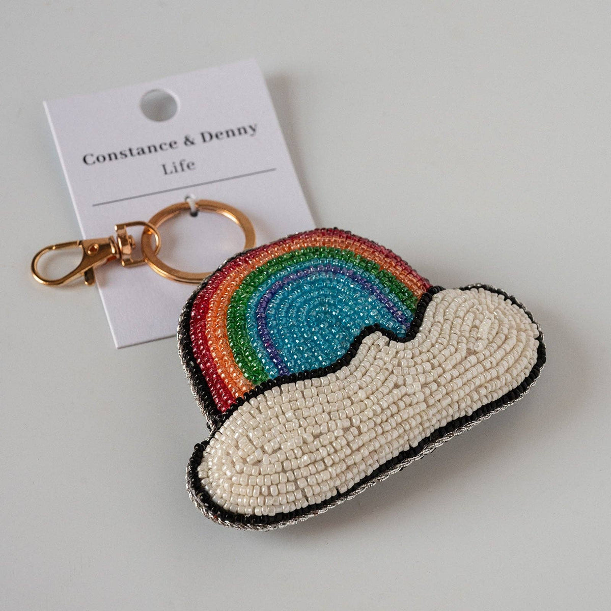 Handmade colourful beaded charm keyring