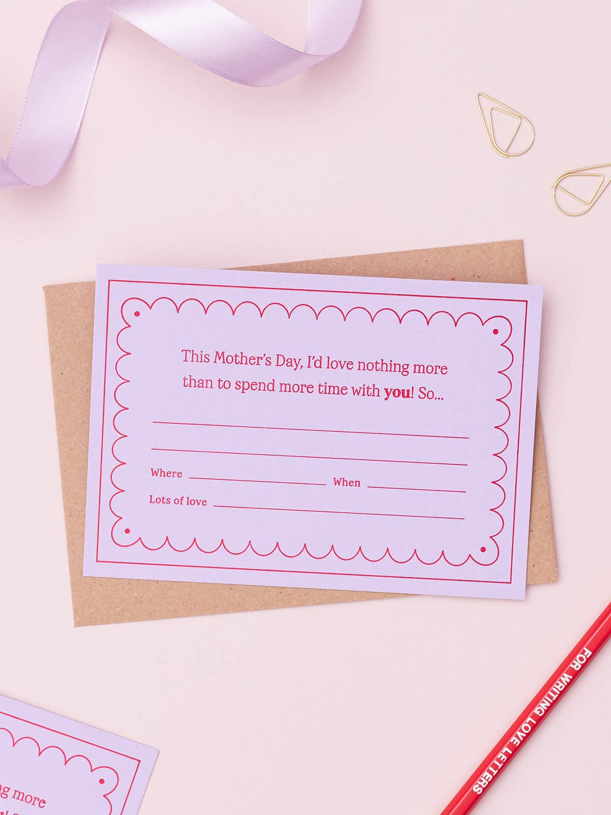 Lavender Mother's Day Gift Voucher with red foil details