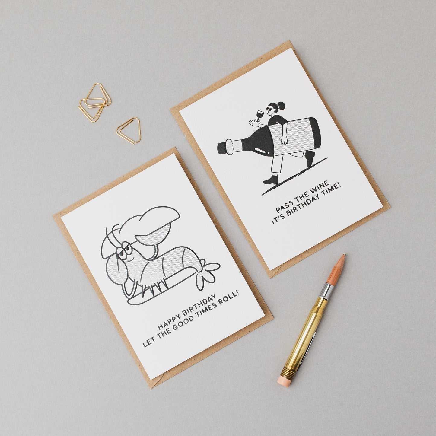 Collection of modern embossed birthday cards by Studio Boketto