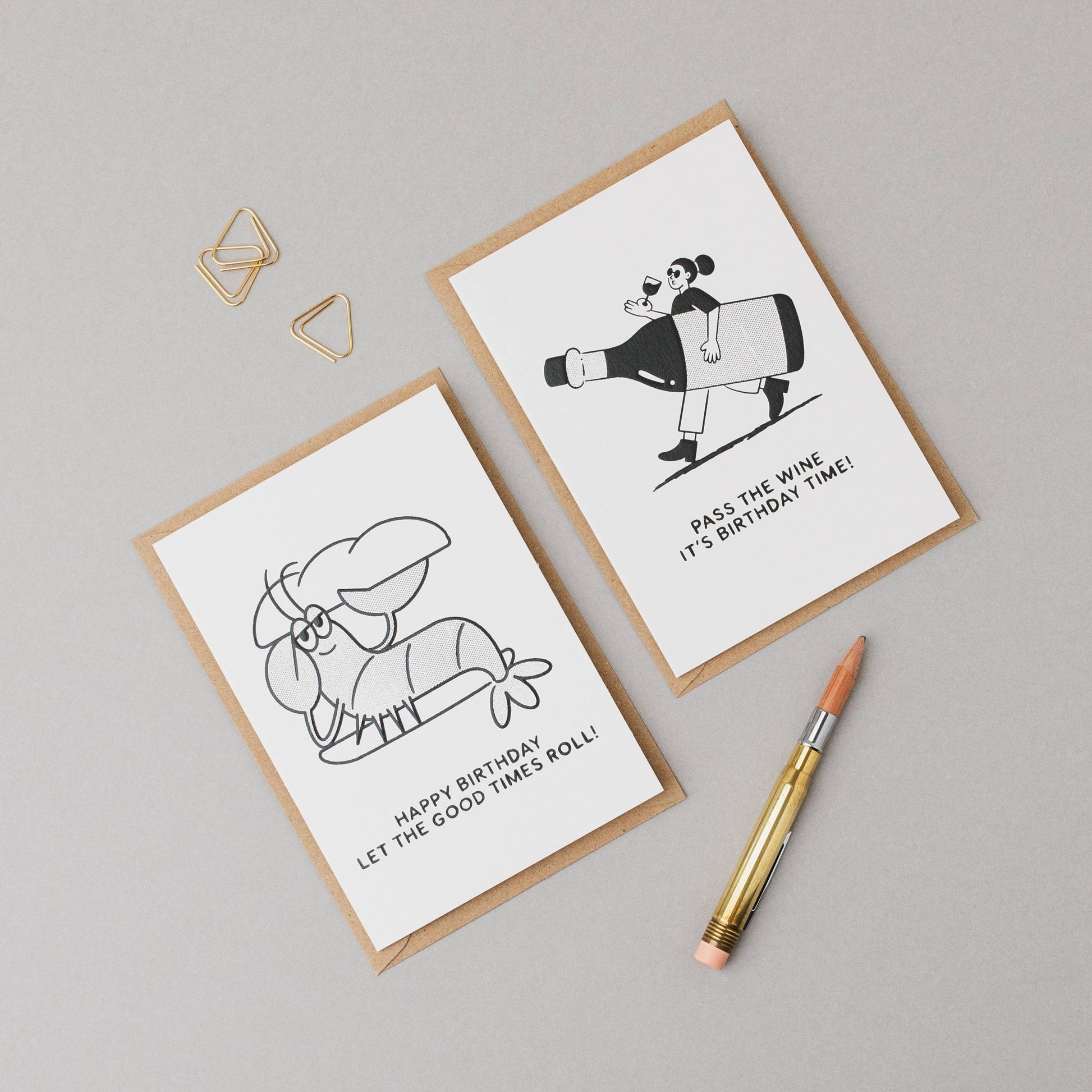 Collection of modern embossed birthday cards by Studio Boketto