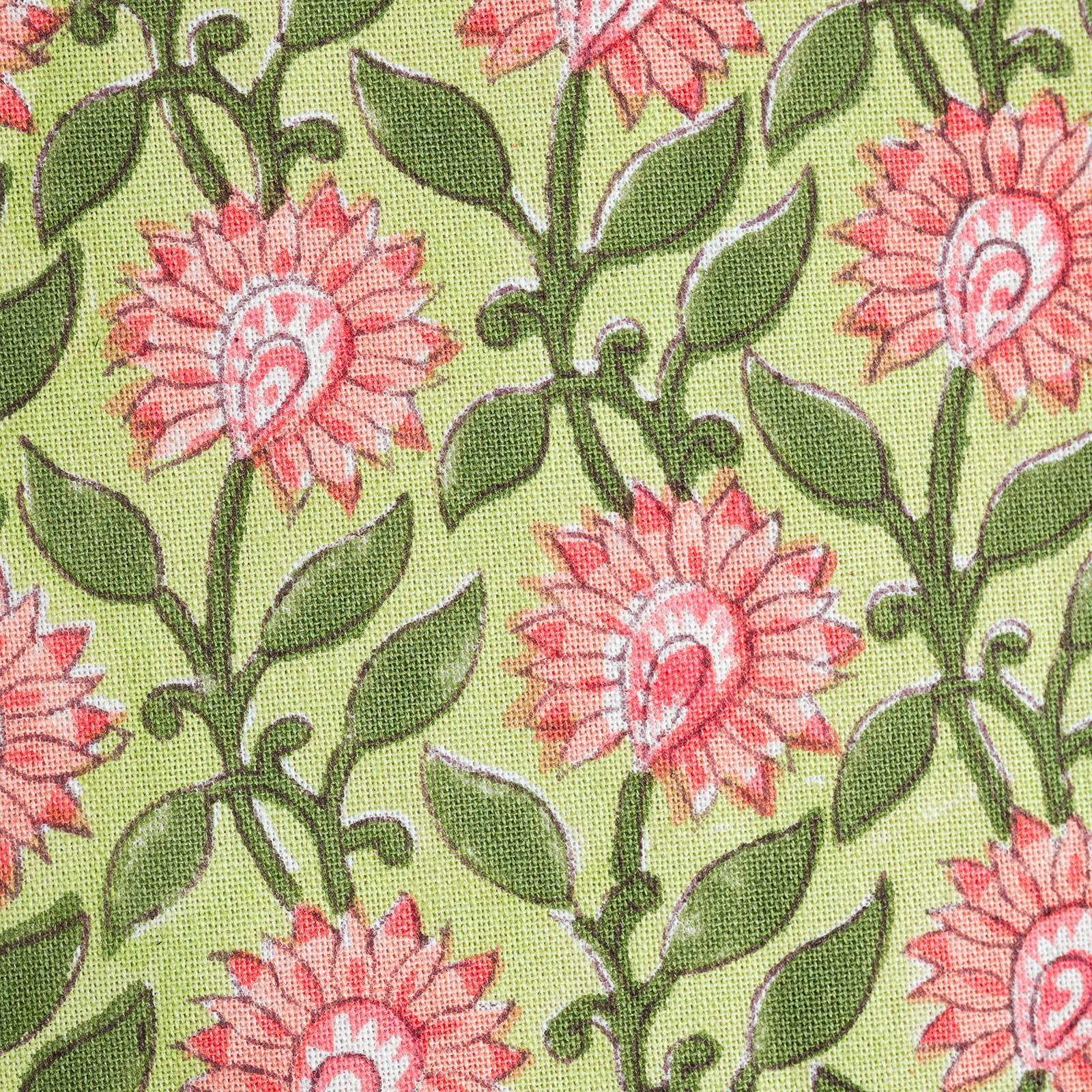 Floral block printed tea towel detail