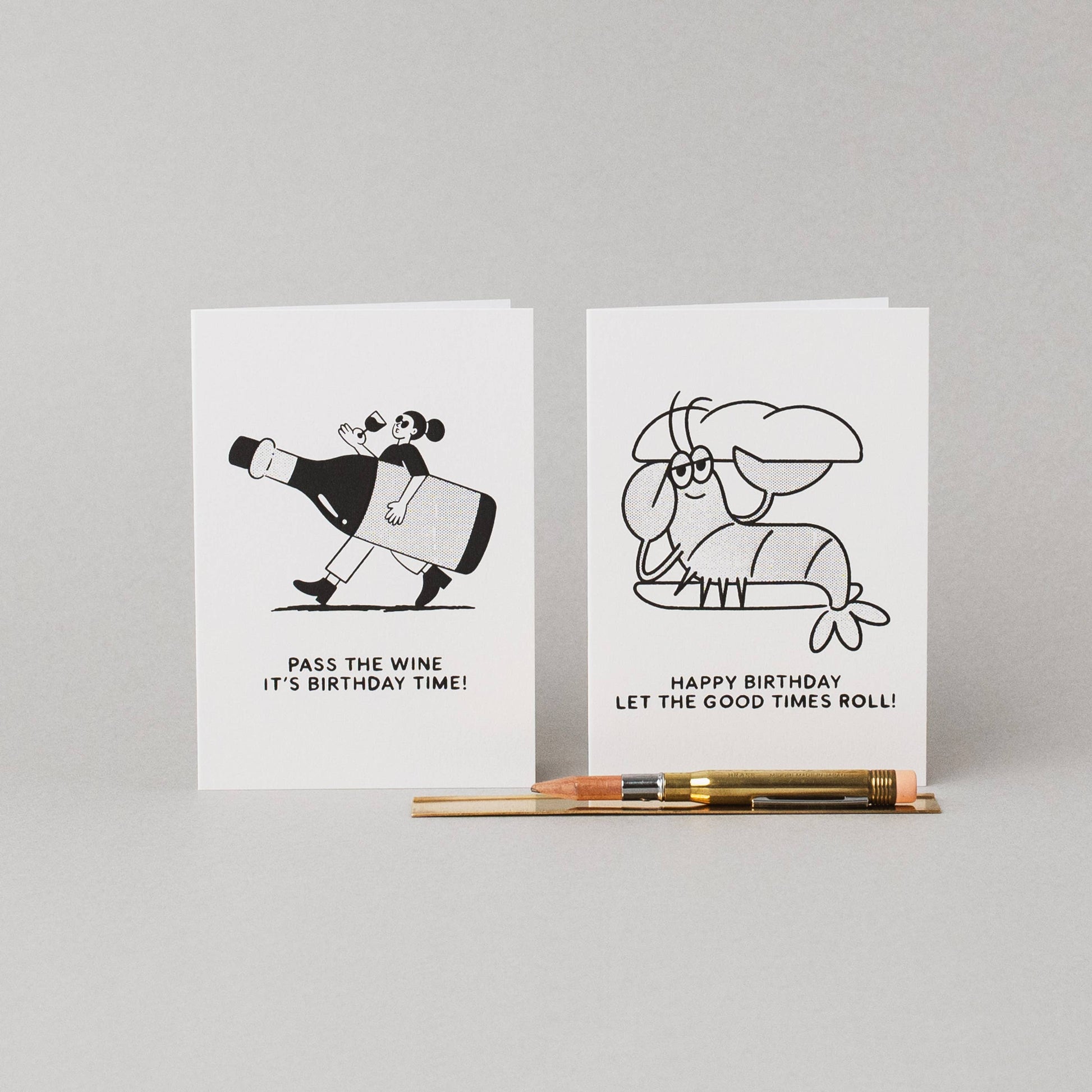 Case of six lobster roll birthday cards with plastic-free packaging