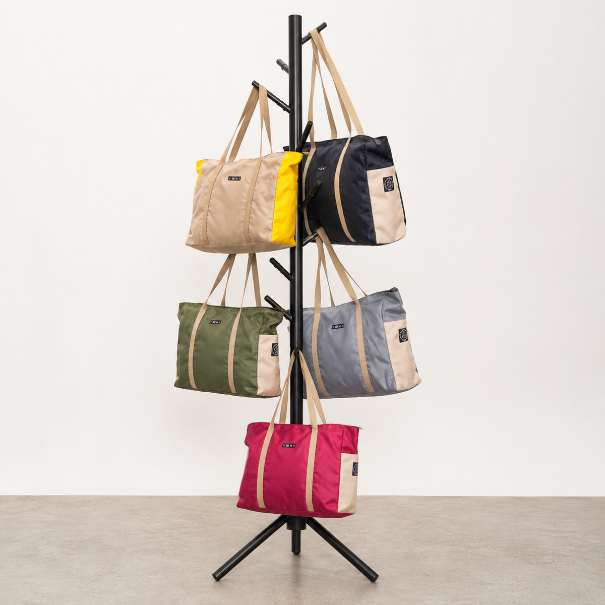 Comfortable wide webbing shoulder handles on pink tote