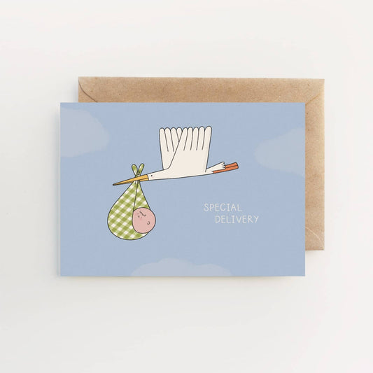 Special Delivery New Baby Greetings Card with Kraft Envelope