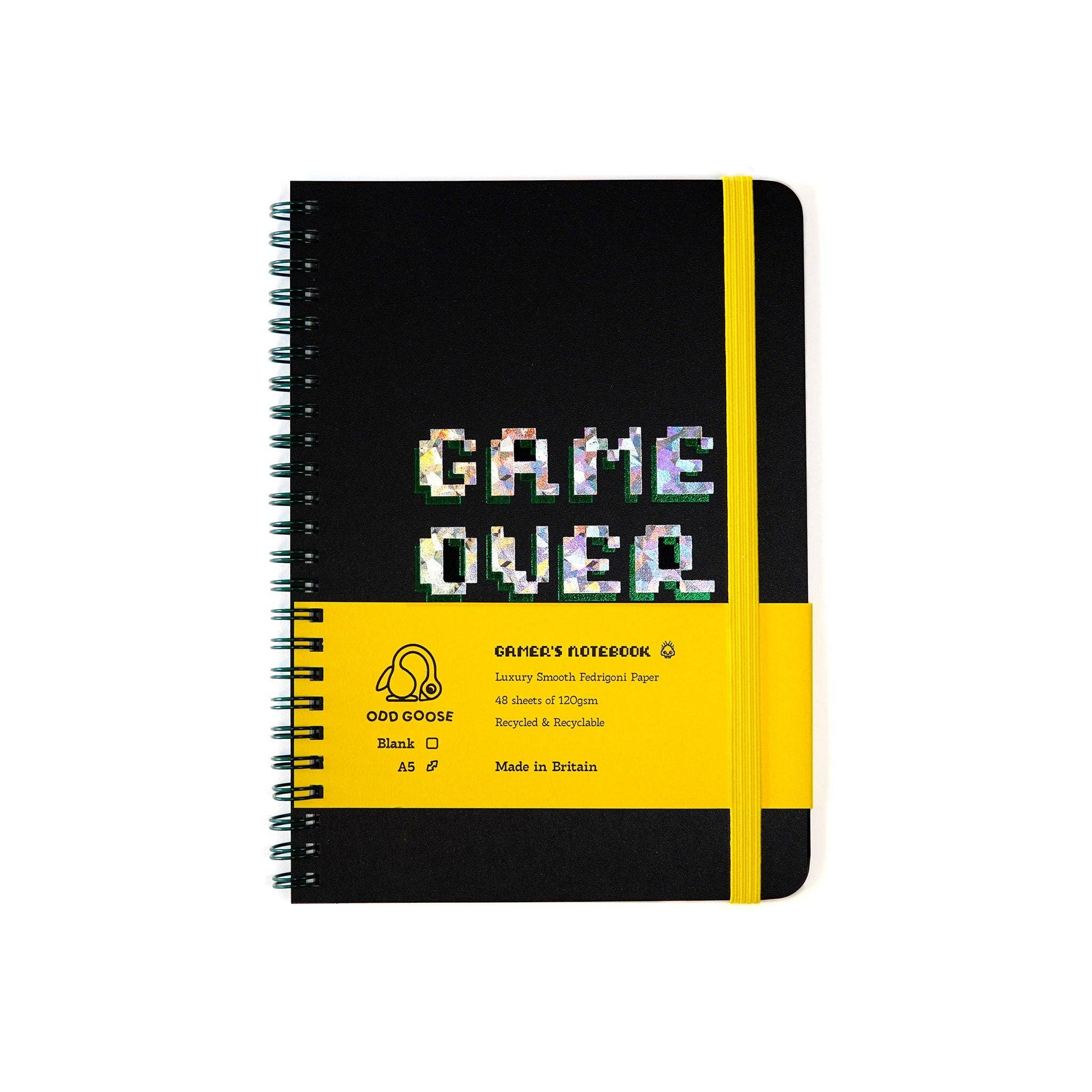 Game Over Foil Printed Gaming Notebook Handmade in UK