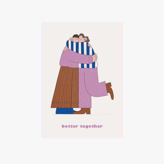 Better Together Greetings Card by Holly Fuller, sustainably sourced 300gsm plastic-free card with kraft envelope, A6 size, eco-friendly greeting card made in UK