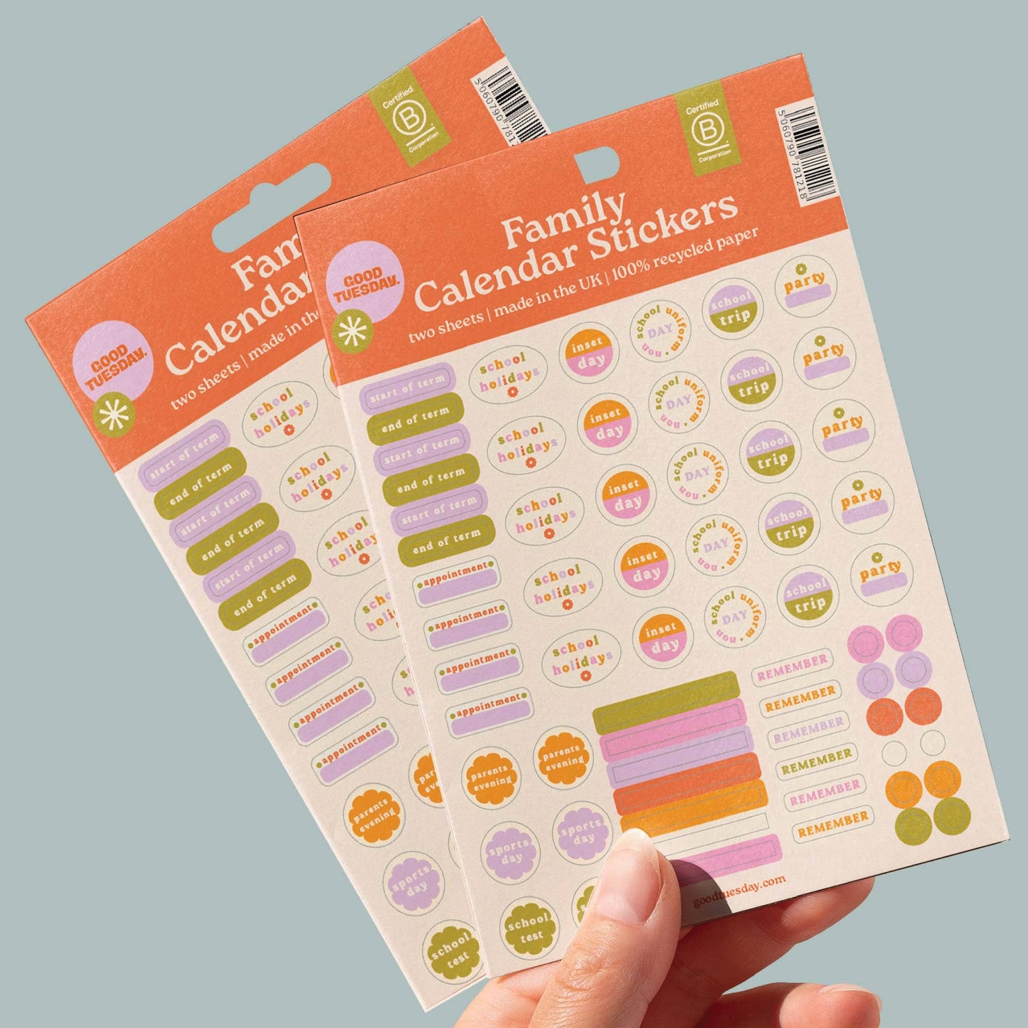 Family Calendar Stickers | Recycled Paper Stickers