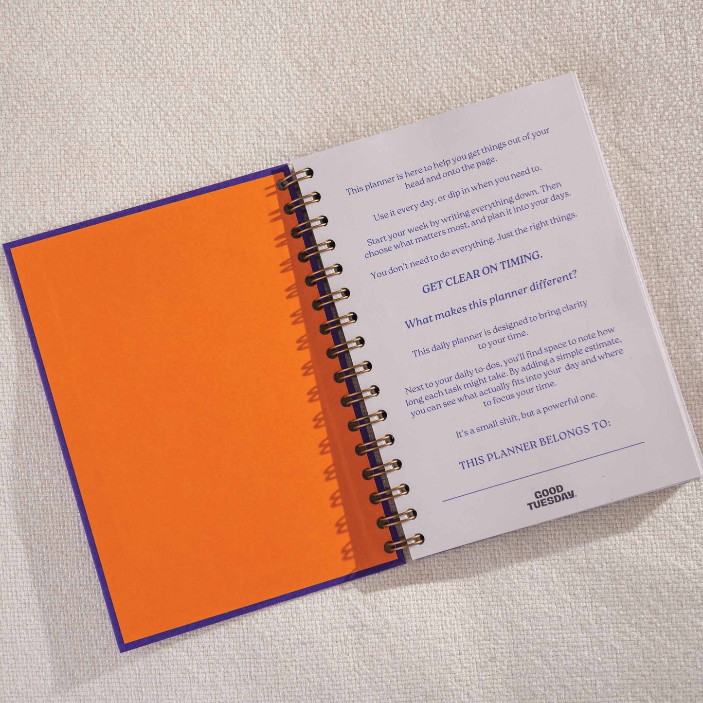 Weekly plan page inside the purple daily productivity planner