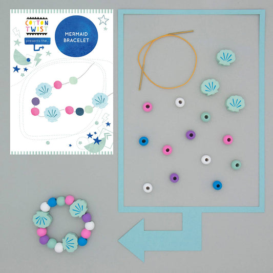 Cotton Twist Mermaid Bracelet kit laid out with instructions