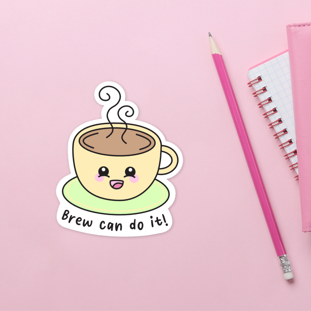 Waterproof vinyl coffee sticker with matte finish