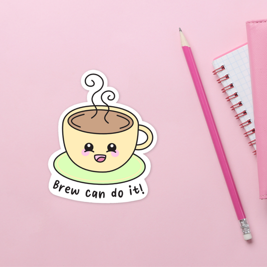 Waterproof vinyl coffee sticker with matte finish