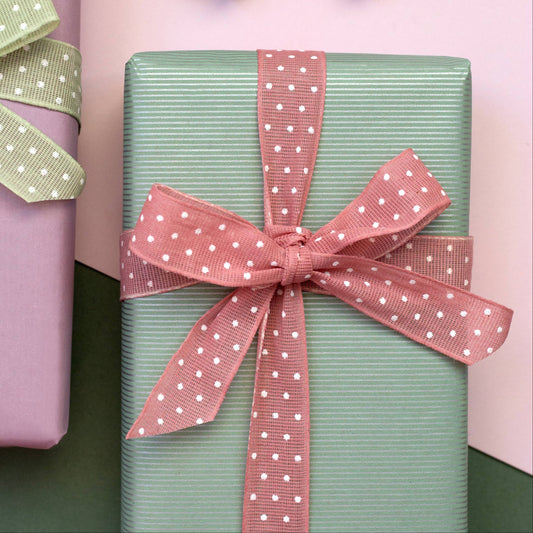 Green and silver striped recycled kraft wrapping paper roll