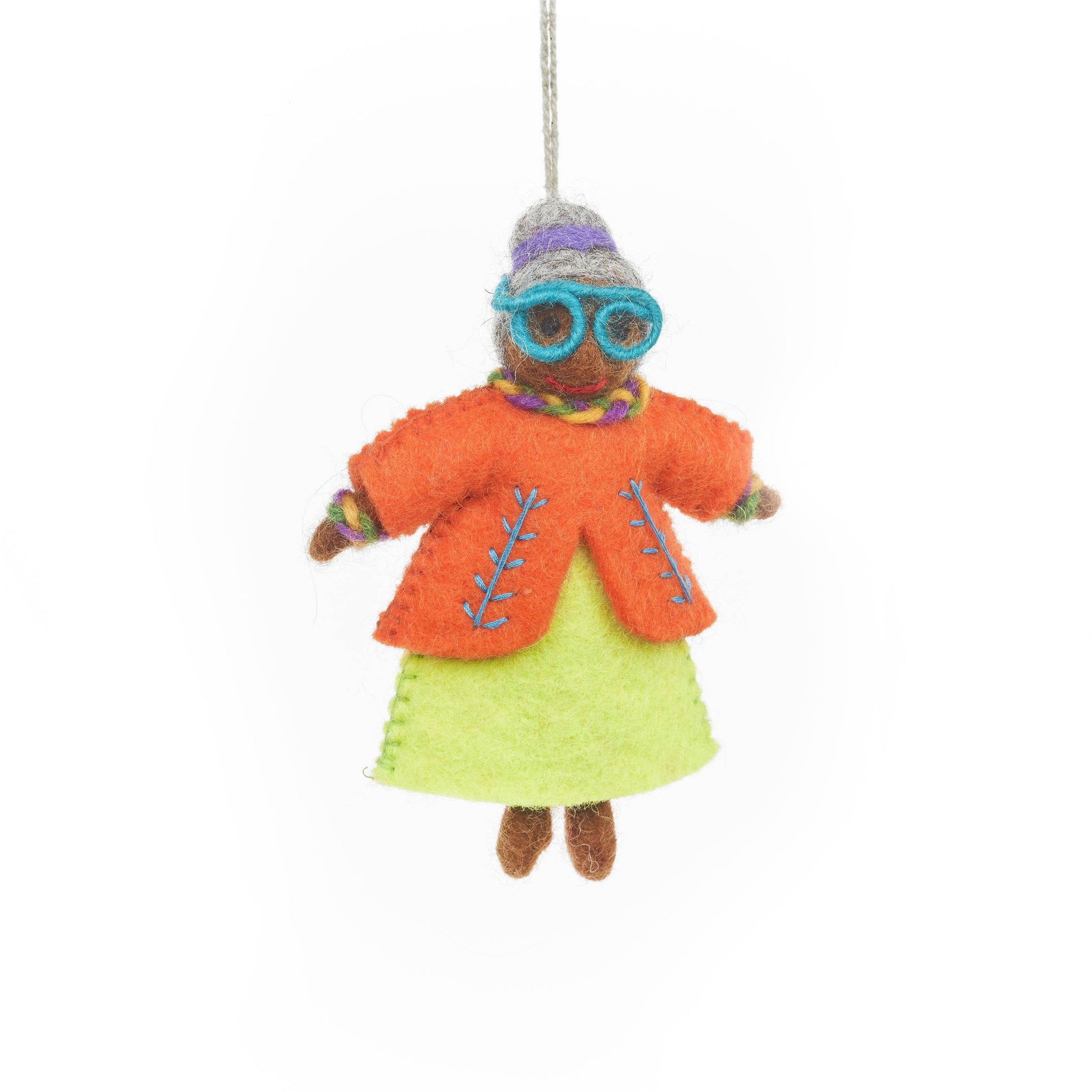 Handmade Felt Groovy Granny Hanging Ornament - Ethel