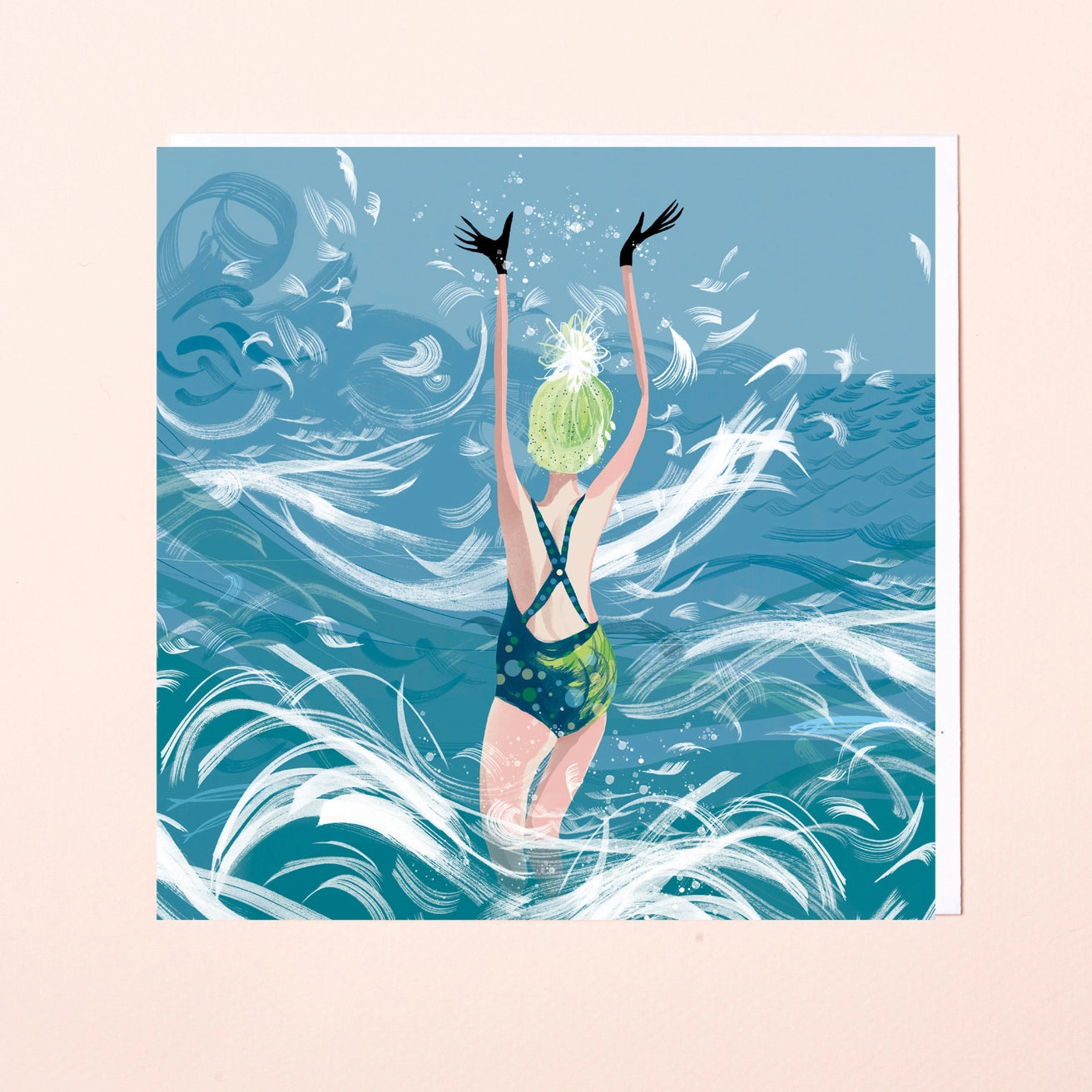 Swim Wild & Free 'In the Surf' Square Card