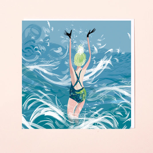 Swim Wild & Free 'In the Surf' Square Card