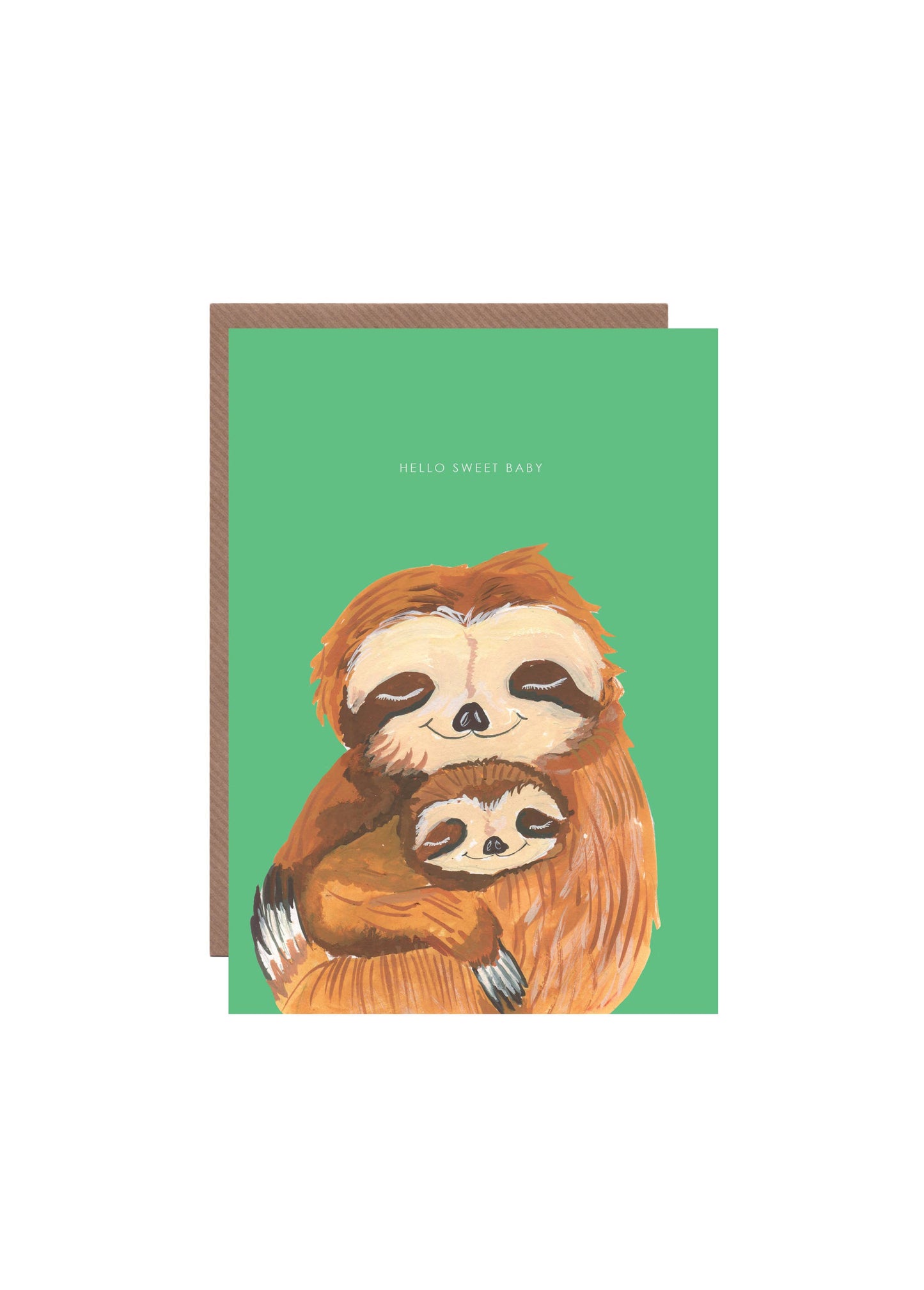 Sloth parent and baby illustrated greeting card