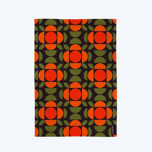 Storigraphic Seventies Series Cotton Tea Towel, bold retro design, sustainably made in UK