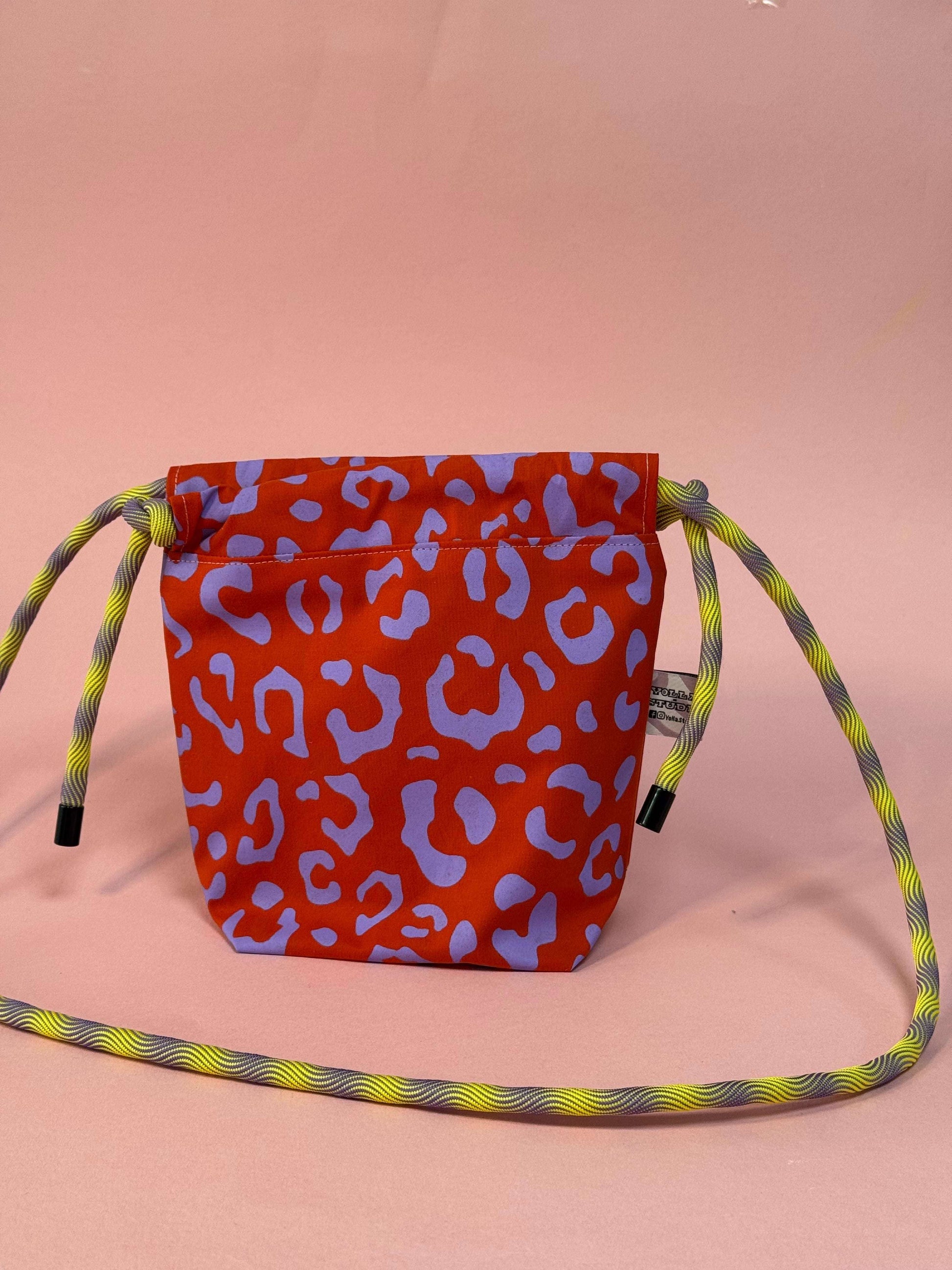 Eco-friendly purple leopard mini crossbody bag by Forget Me Not and Green
