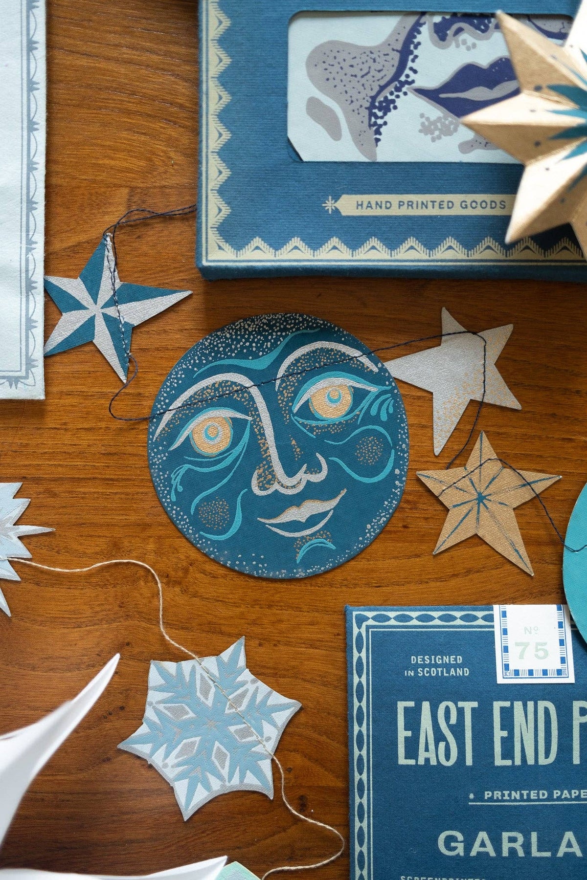 Artisan screen printed celestial shapes