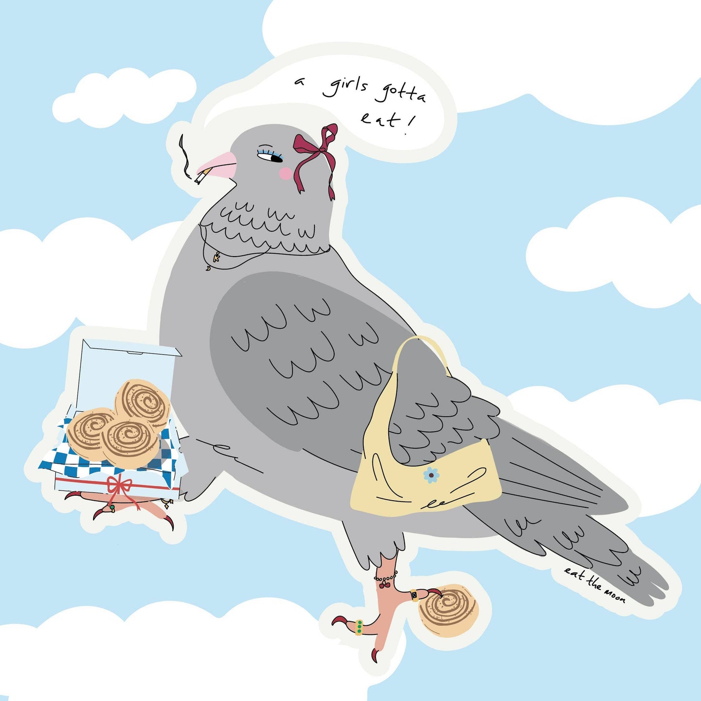 Pigeon, glitter gloss sticker, die cut sticker