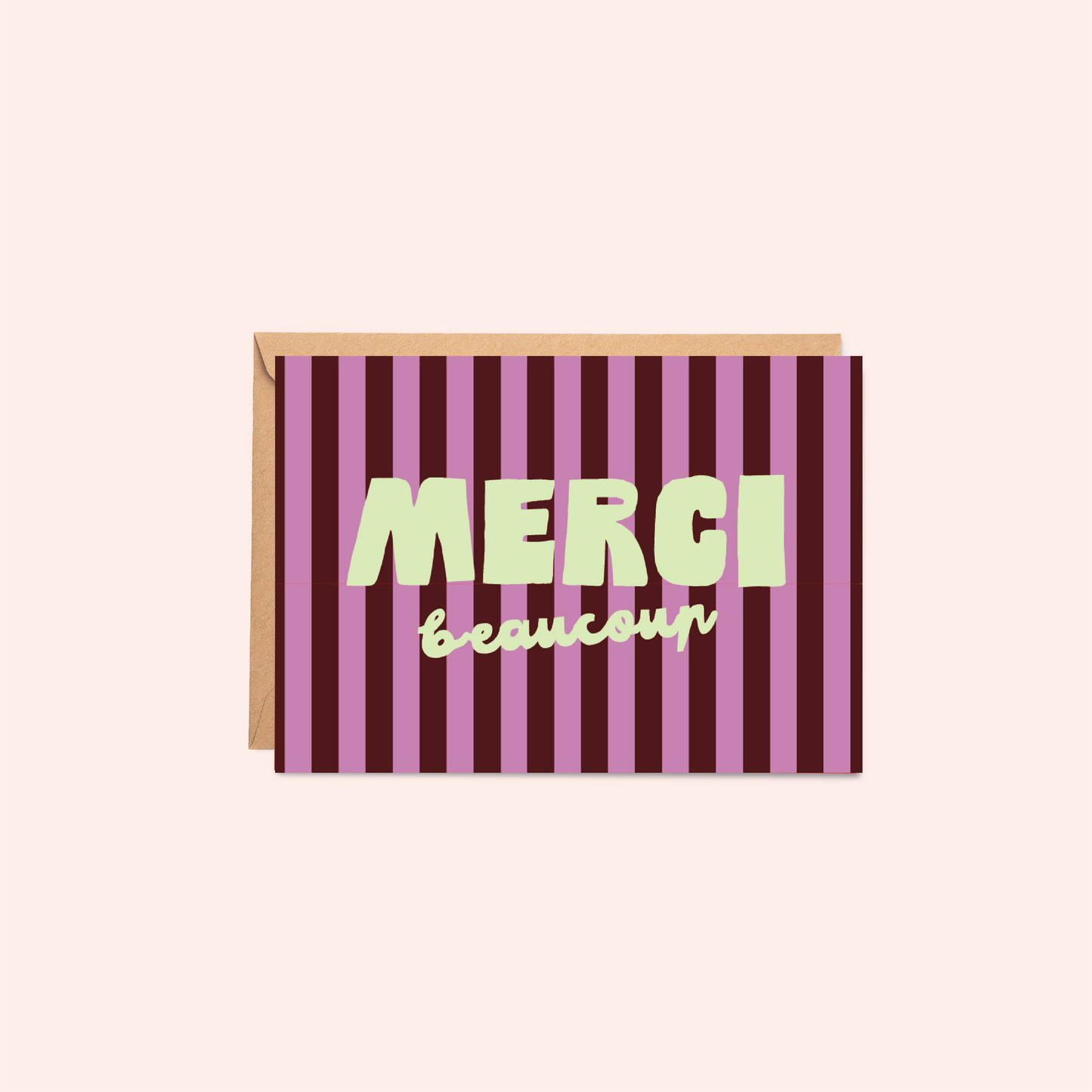 Merci Thank You Card showing A6 size and blank interior