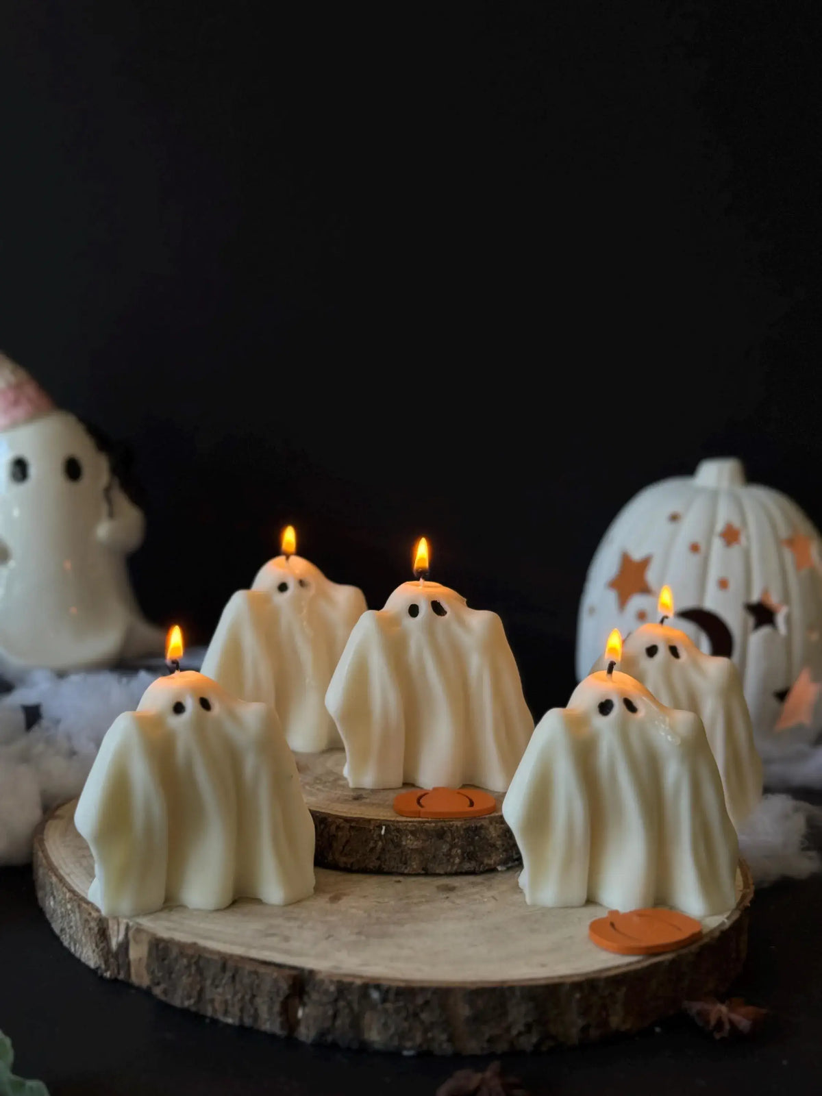Handcrafted white soy wax ghost candle