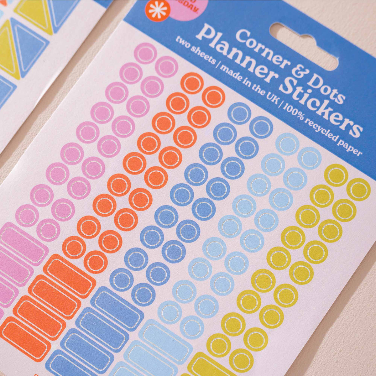 Close up of eco-friendly planner stickers