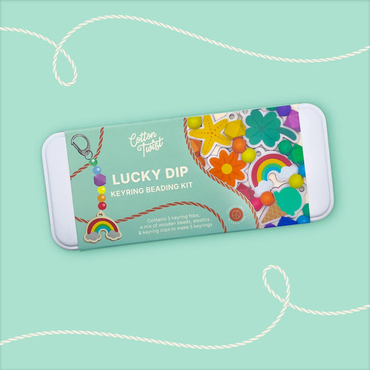 Eco-friendly keyring craft kit for children, plastic free and reusable tin