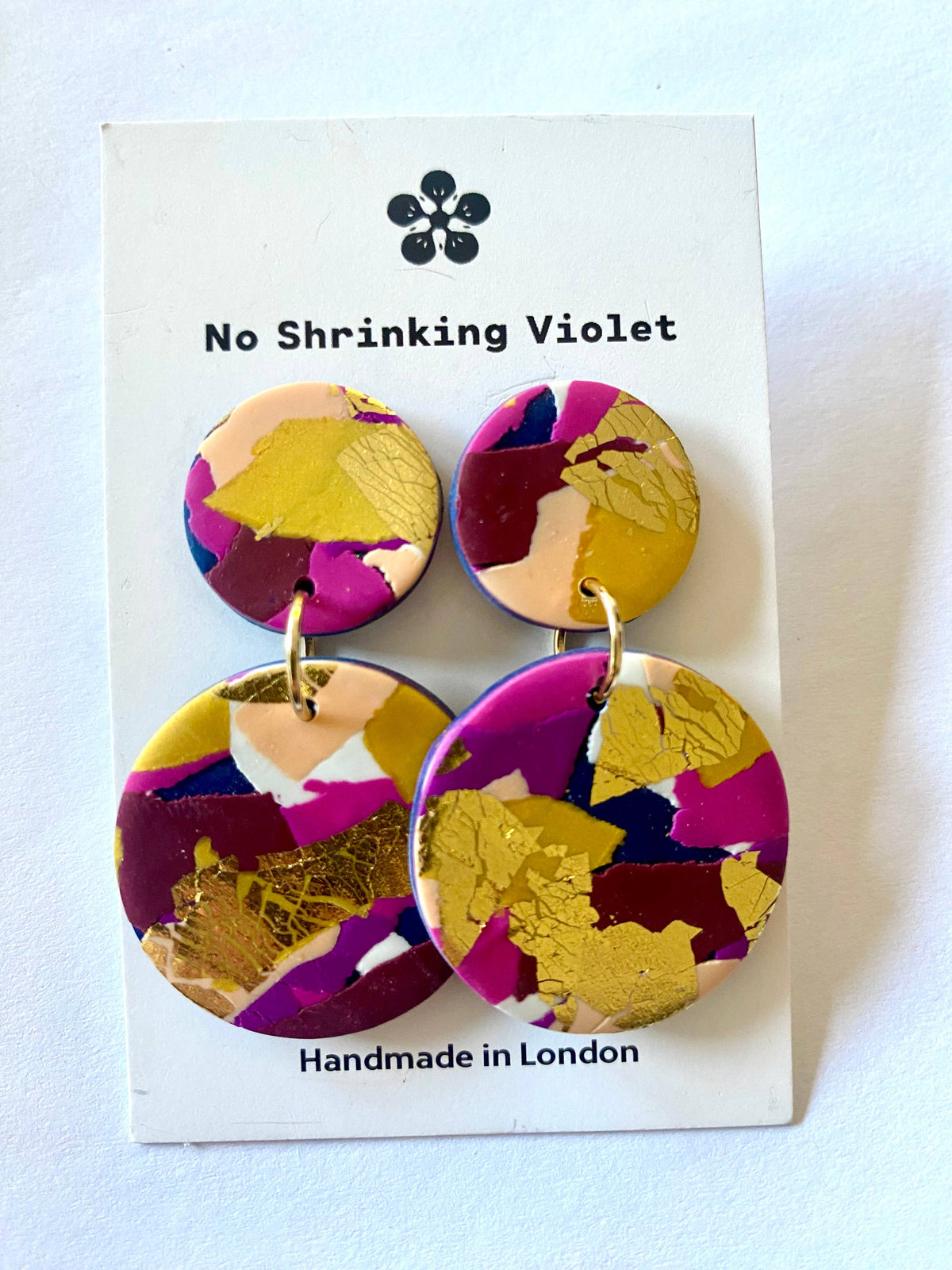 Winter Sunrise multicoloured polymer clay drop earrings