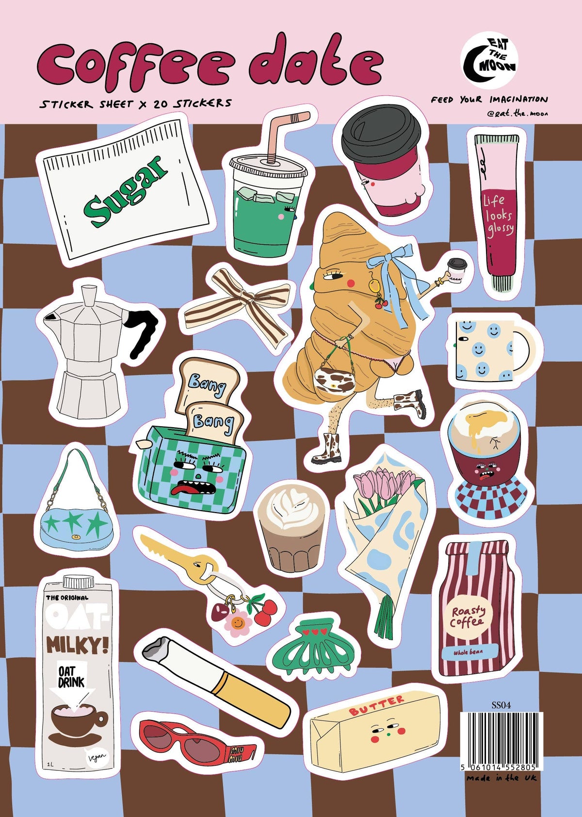 A5 Coffee Dates vinyl sticker sheet with cosy coffee and journal illustrations