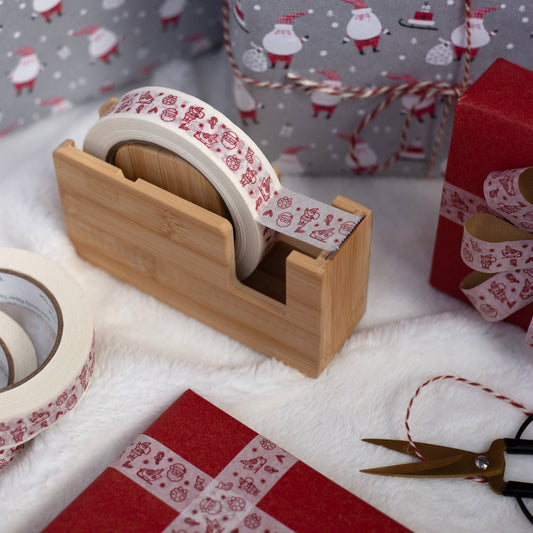 Red Santa eco-friendly paper tape roll on white background