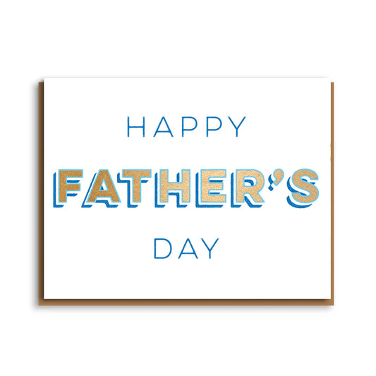Happy Father's Day Poster Type Greeting Card with Gold Foiling