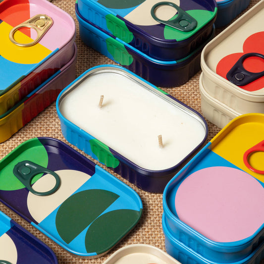 Block Design Tinned Goods Citronella Soy Candle in tin, hand-poured in Cornwall