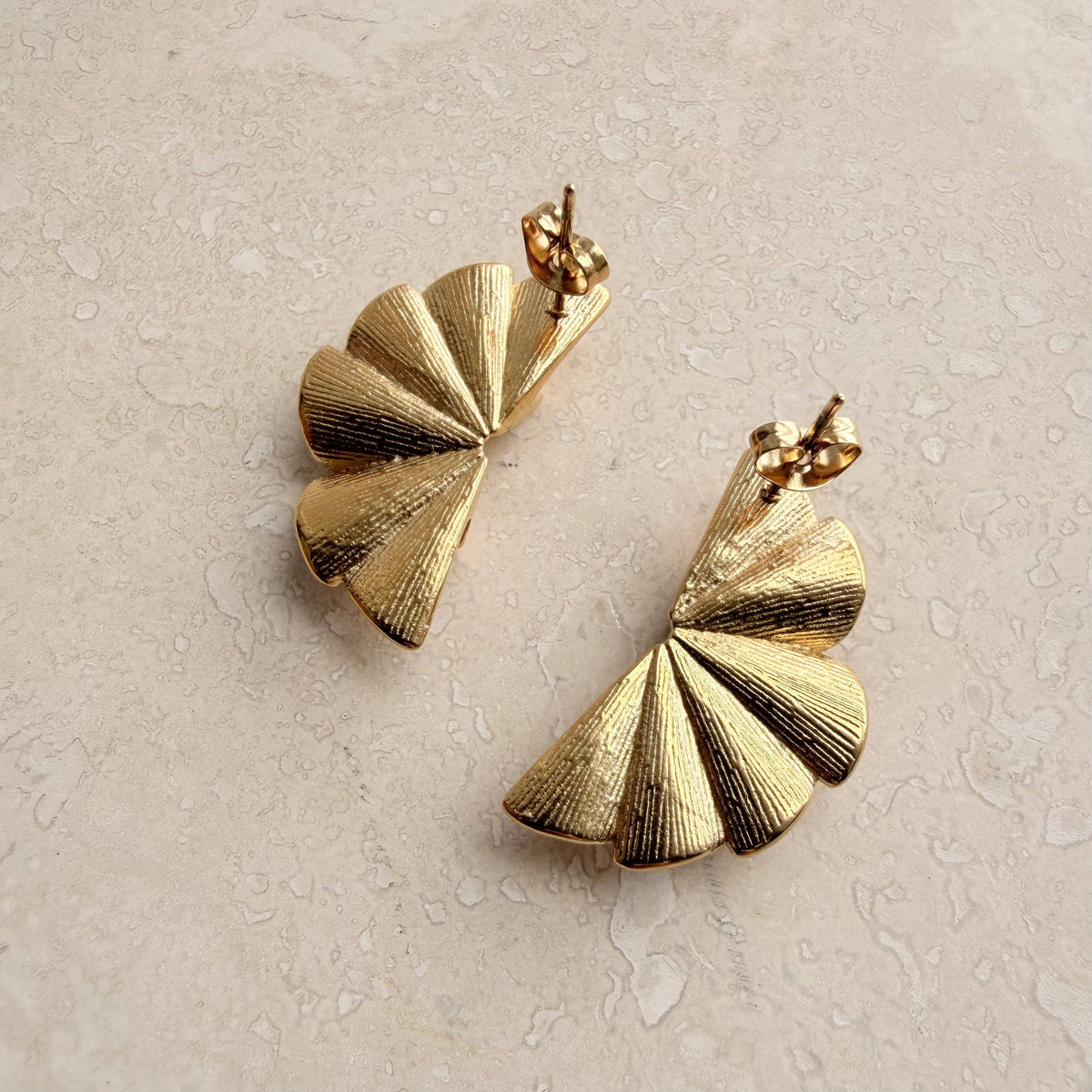 Hypoallergenic waterproof silver ruffle earrings