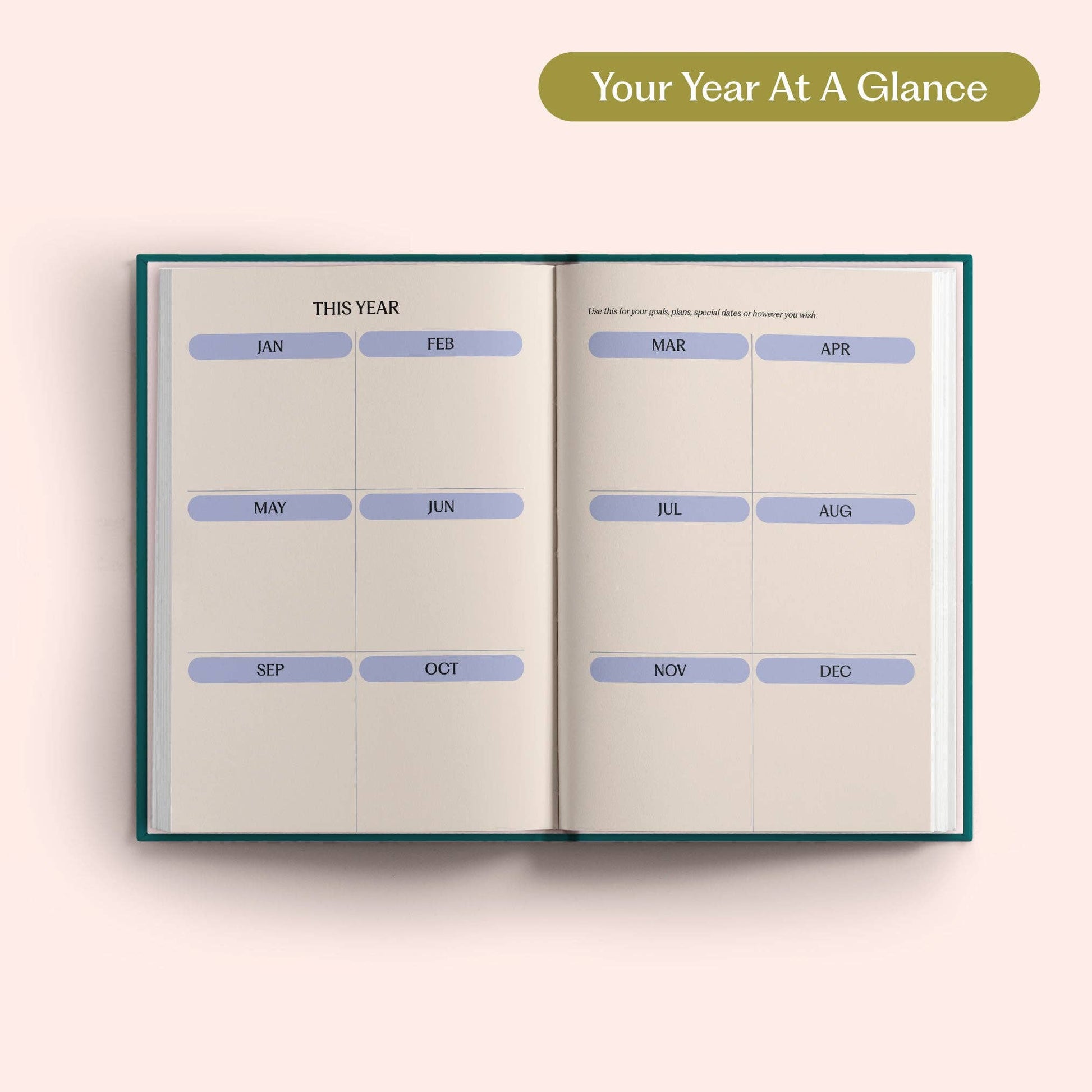 Teal 2027 diary with ribbon page marker