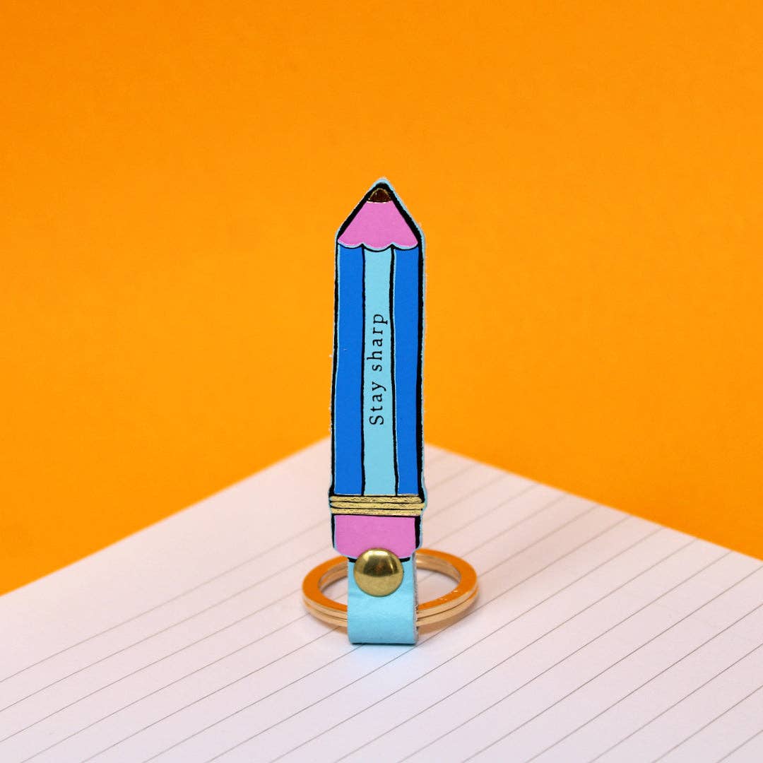 Stay Sharp Key Fob Gold Rivet Detail