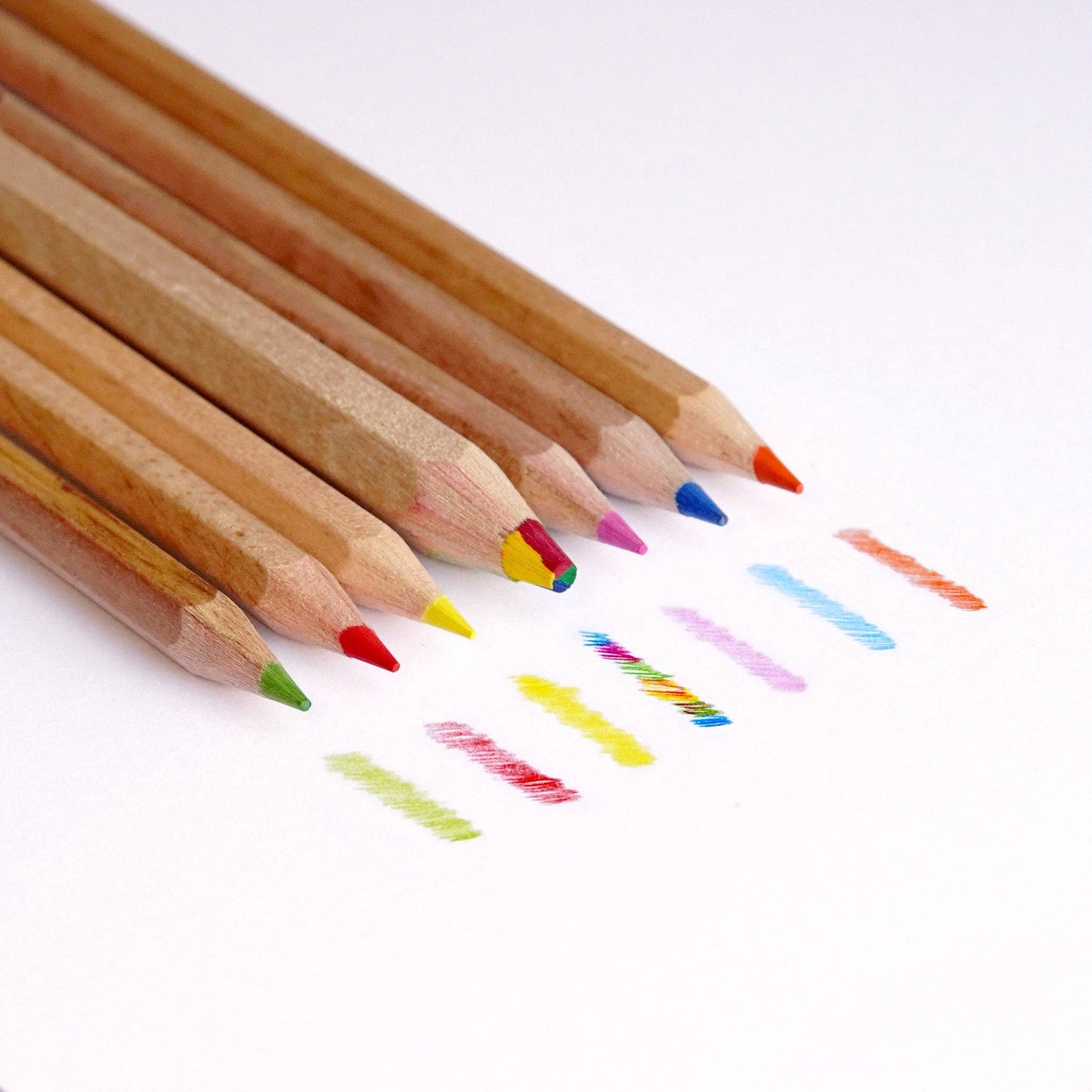 Six vibrant colouring pencils and one jumbo multicolour pencil by Odd Goose