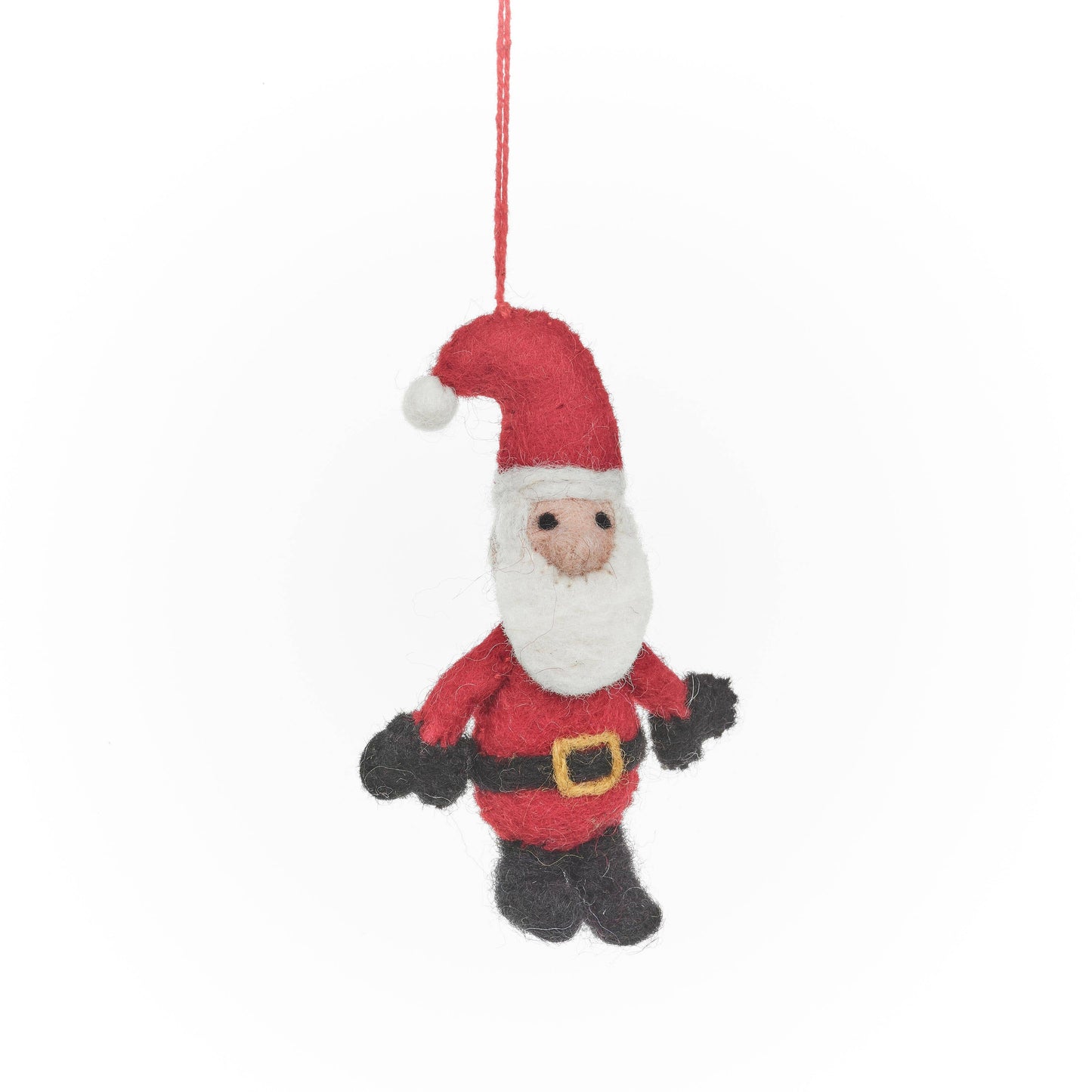 Handmade felt Christmas decoration set featuring mini Santa, Christmas angel, and festive dog, crafted from sustainable wool by Felt So Good.