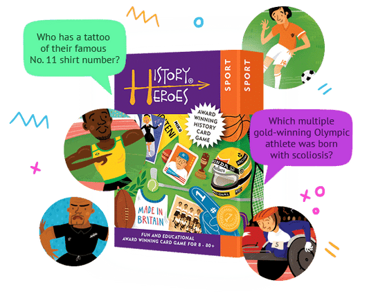 History Heroes SPORT Quiz Card Game: illustrated cards with sports heroes