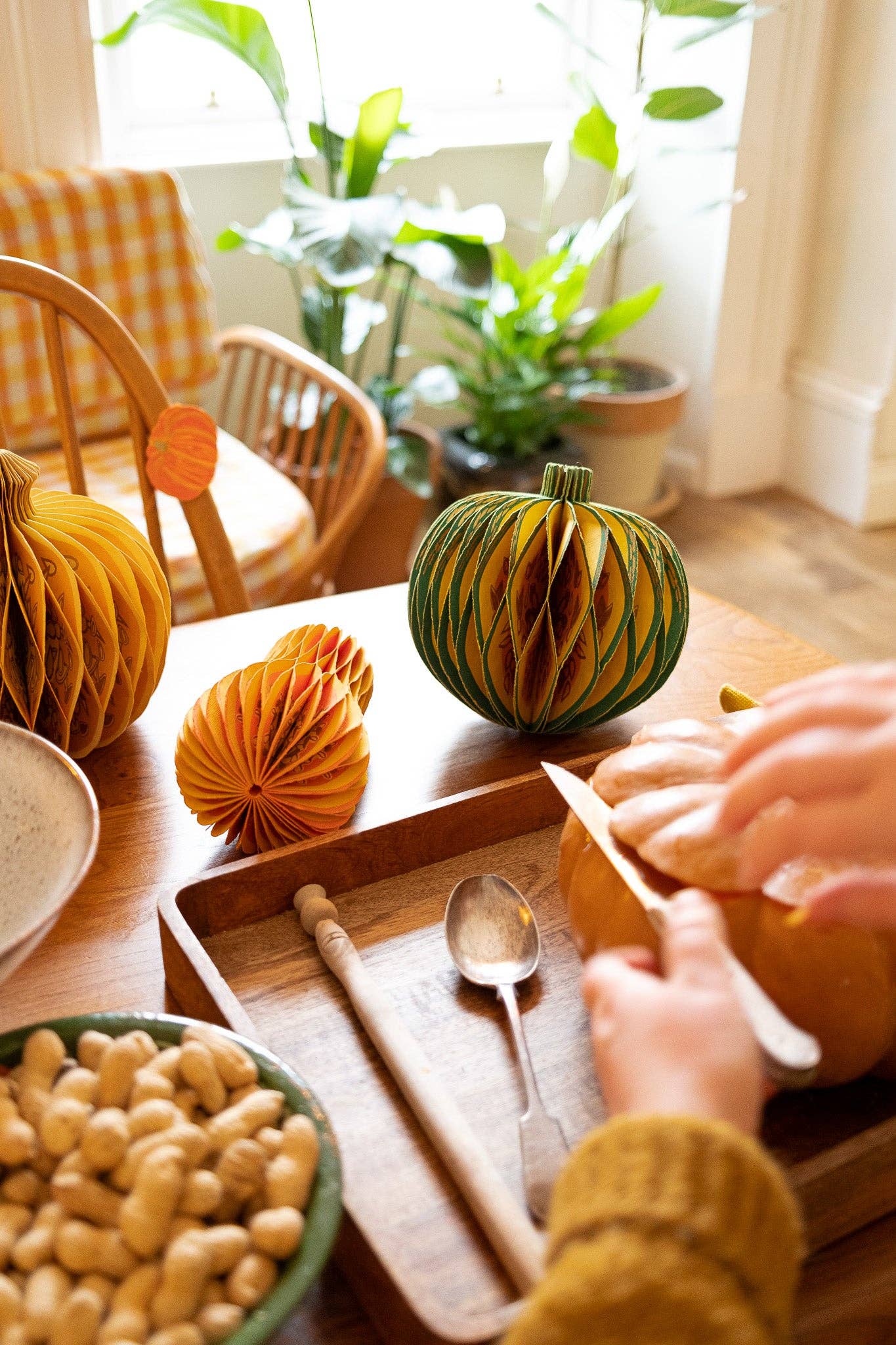 Recycled cotton paper gourd honeycomb decoration with cotton hanging loop, eco-friendly ornament.