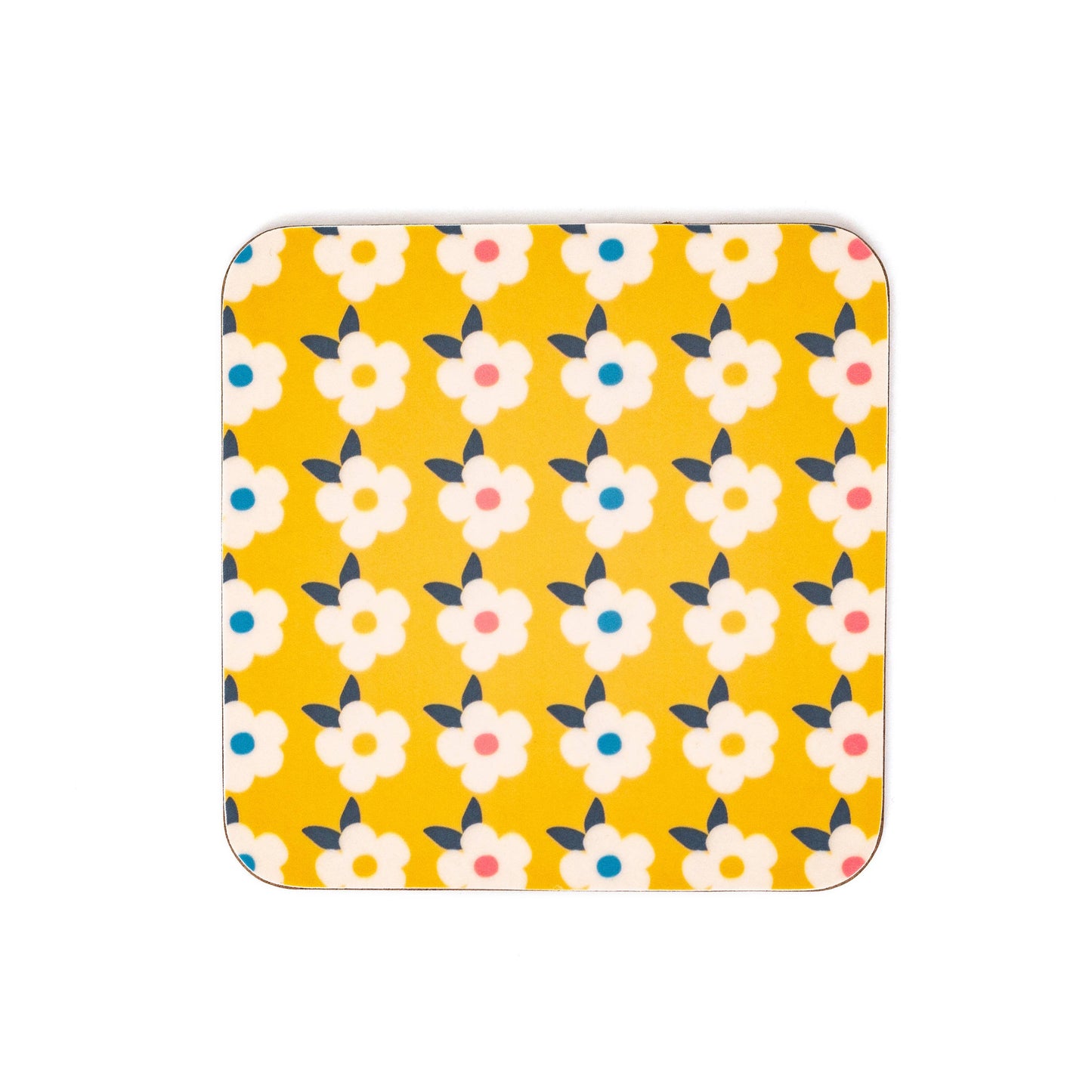 Honey Yellow Retro Floral Coaster