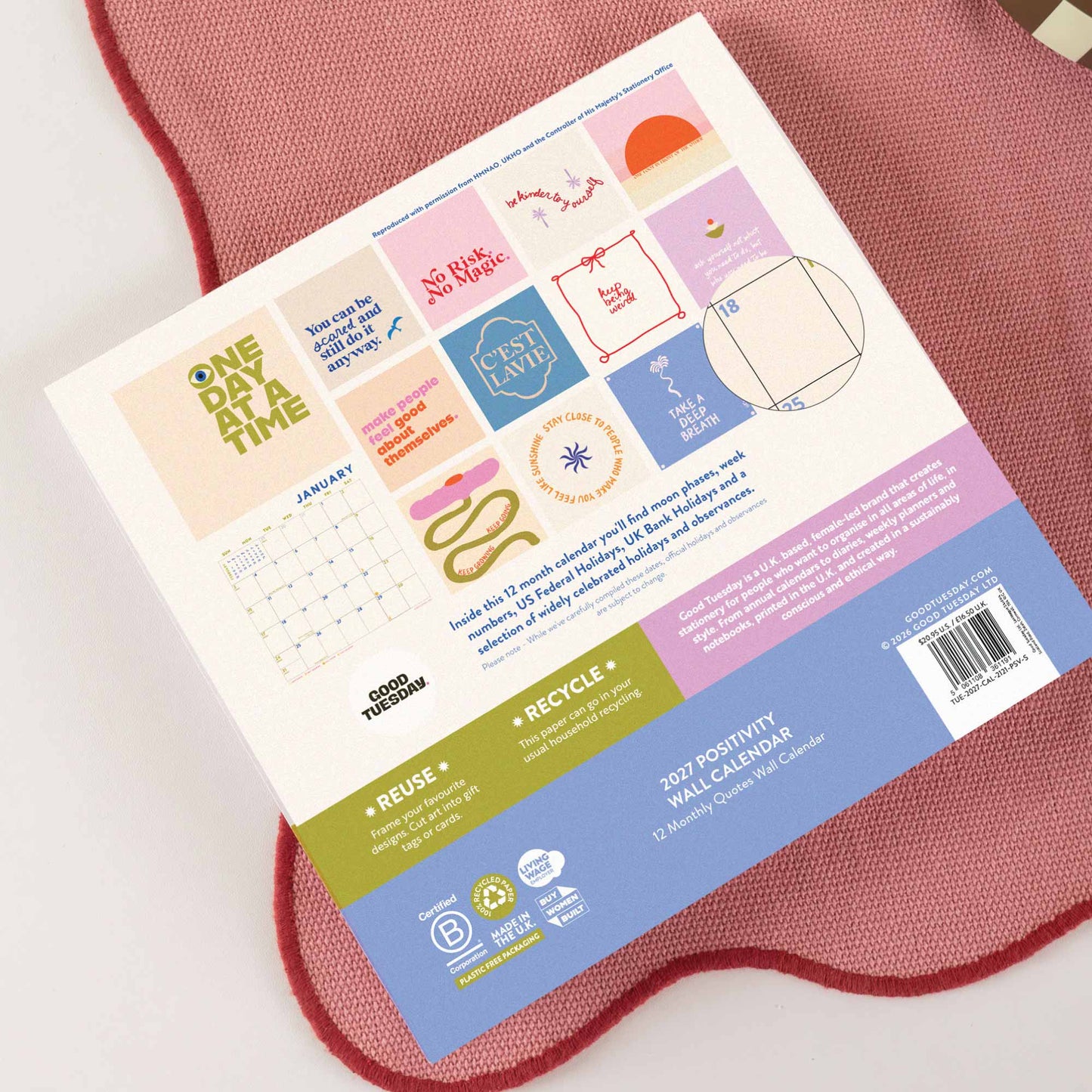 Eco-friendly 2027 Positivity Calendar designed in the UK