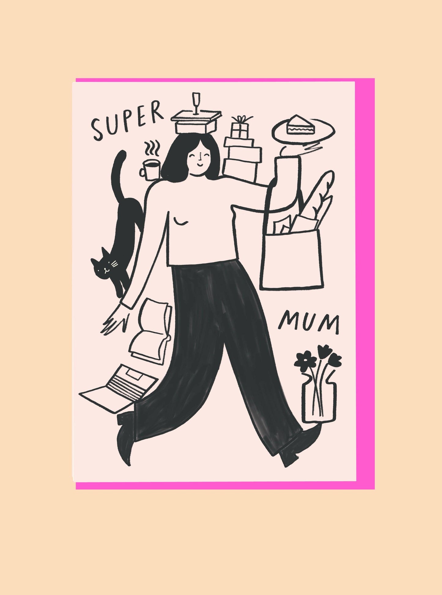 Super Mum Greeting Card by Kitty Kenda printed on sustainably sourced paper