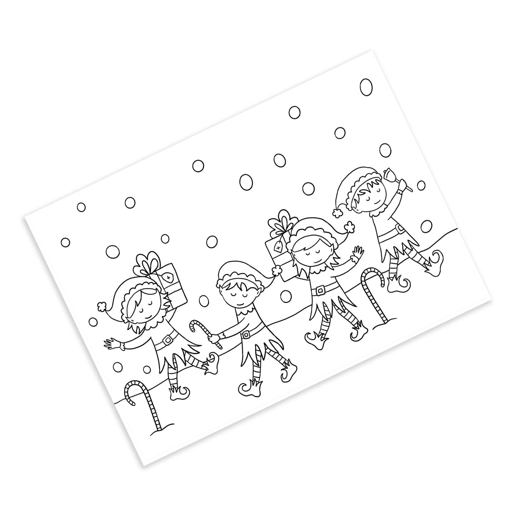 Set of 26 unique dinosaur-themed Christmas colouring postcards for gifting