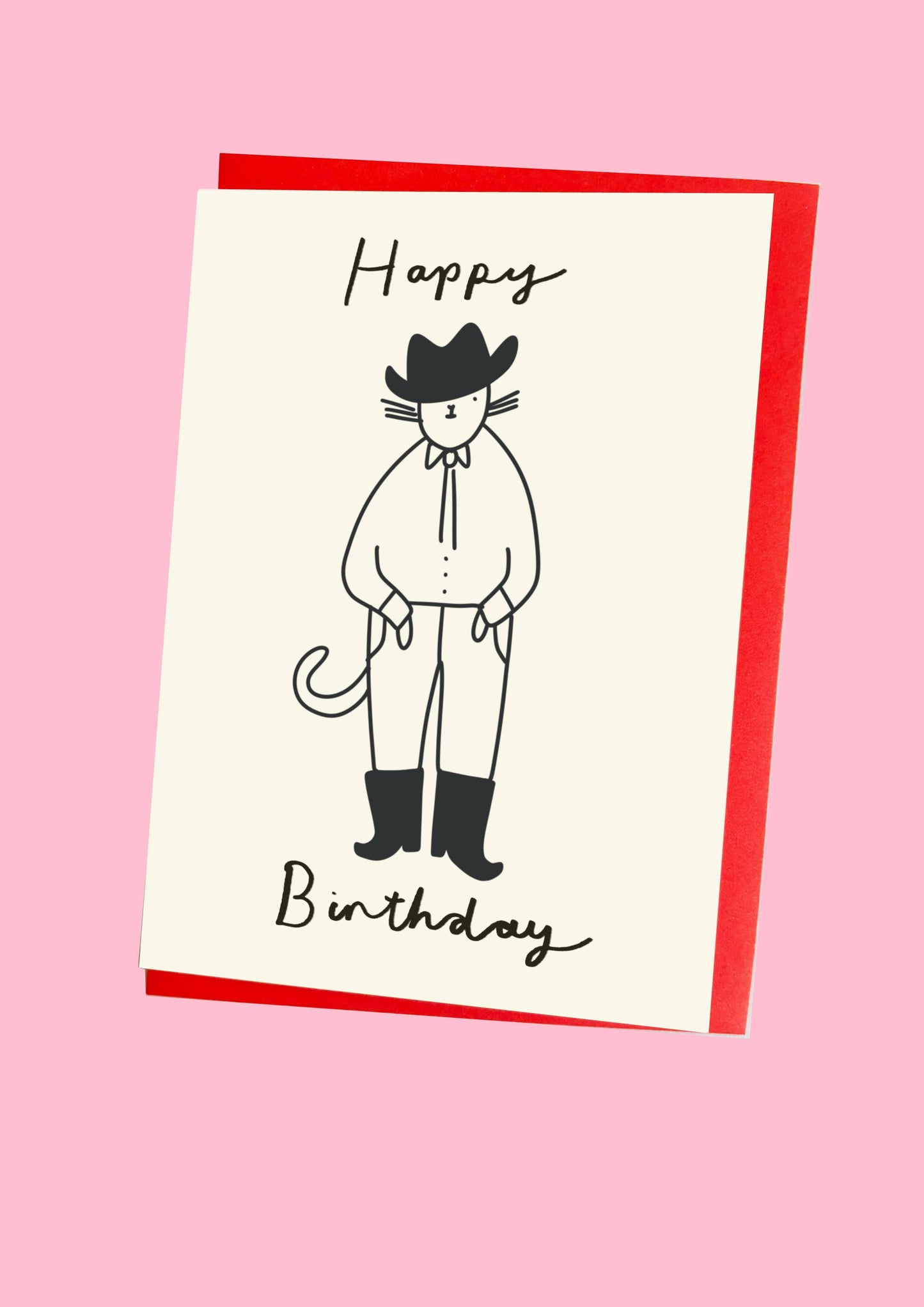 Cowboy Cat Happy Birthday Greeting Card by Kitty Kenda