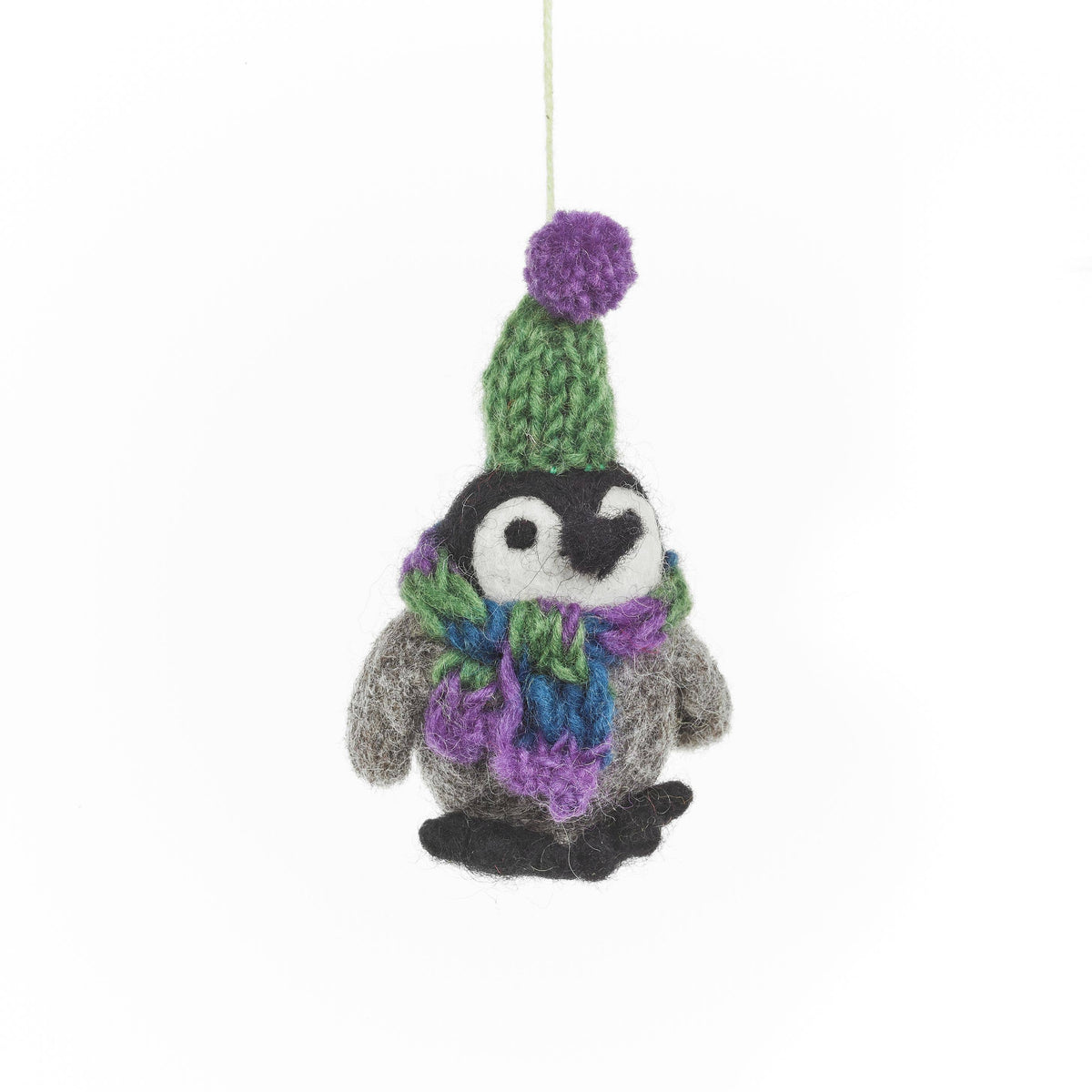 Eco-friendly felt penguin hanging ornament handmade in Nepal