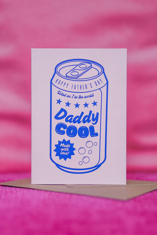 Father's Day card featuring a retro hand-drawn beer can illustration