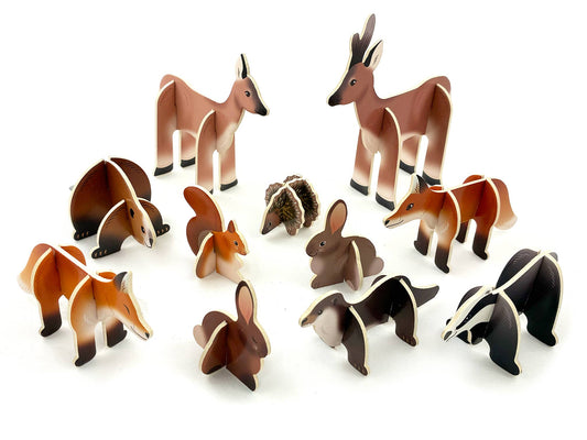 Woodland Animals eco-friendly toy playset with deer, foxes and rabbits